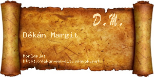 Dékán Margit névjegykártya